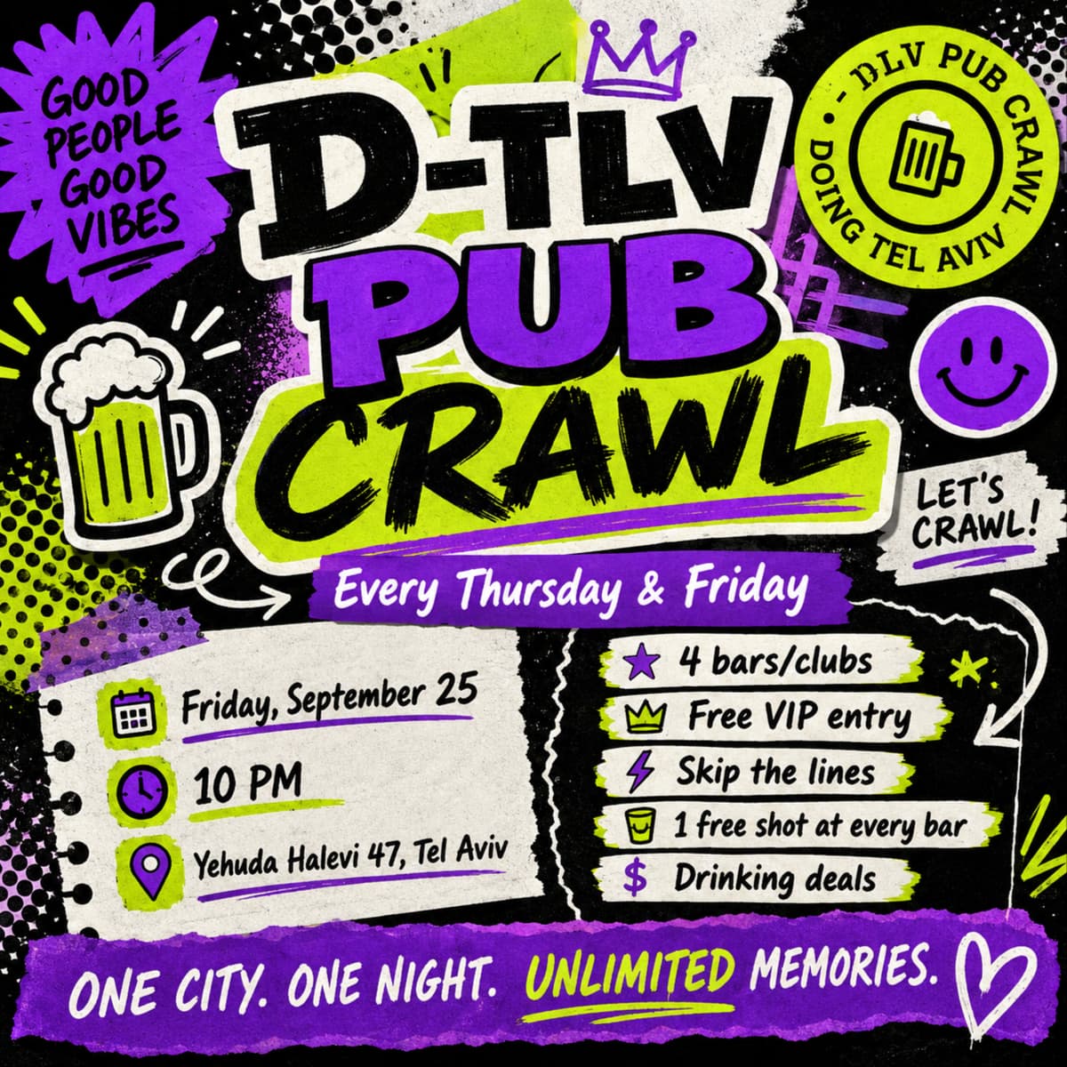 D-TLV Pub Crawl סיבוב ברים ומועדונים